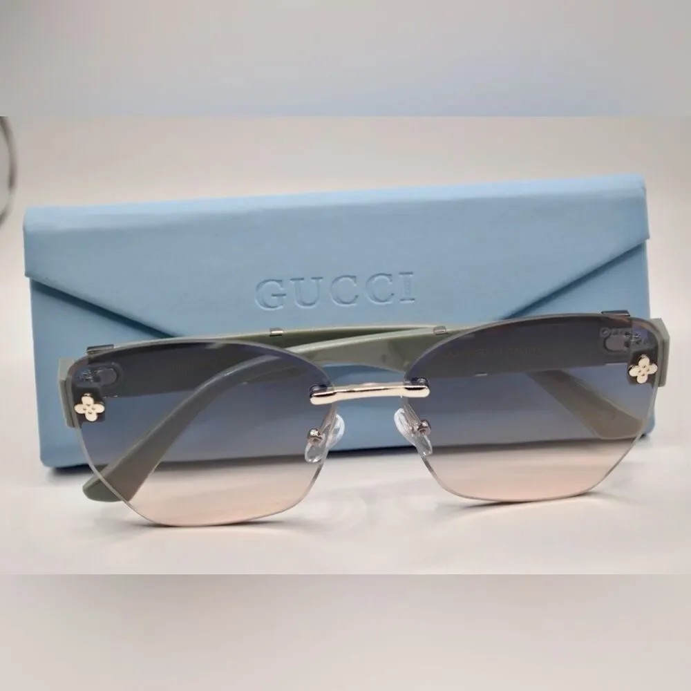 Gucci Women’s Sunglasses | Silver & Grey-Blue Frame | Blue-Brown Gradient Lens - Picture 16 of 16